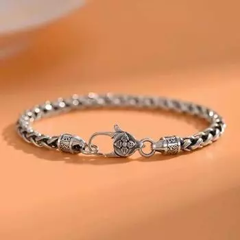 Классический серебряный браслет в стиле ретро для мужчин, ювелирные изделия, изысканная глянцевая цепочка Vajry, четырехлистник, пестик, застежка-лобстер, мужской подарок на вечеринку 22cm белый