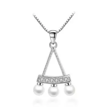 Классический серебряный кулон-веер, женское ювелирное украшение, серебряное ожерелье с жемчугом и бриллиантами