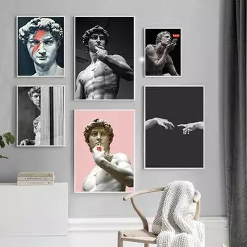 Классический шедевр, статуя Давида, холст, живопись, постеры с персонажами и принты, настенные художественные картинки для гостиной, украшения дома 21x30cm No Framed