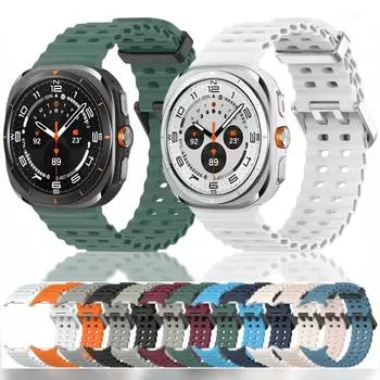 Классический силиконовый ремешок для Samsung Galaxy Watch Ultra 47 мм, официальный спортивный браслет, сменные аксессуары для Galaxy Watch Ultra Galaxy Watch Ultra темно-зеленого