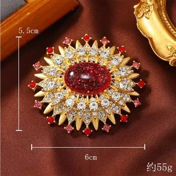 Классический синий плавающий цветок смоляная глазурь элегантная нагрудная брошь с винтажным солнечным цветком средняя роскошная одежда орнамент эмблема CHINA