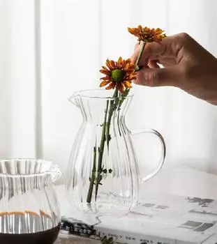 Классический стеклянный кувшин для чая с прозрачной ручкой, чашка для молока и кофе, термостойкий кофейник из боросиликатного стекла, кувшин для фруктового сока и воды as pictures