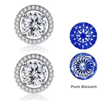 Классический стиль, 1 карат, серьги-гвоздики с муассанитом Love 100, цветки сливы и сакуры, индивидуальные серьги-гвоздики с муассанитом для женщин на свадьбу 1ctx2