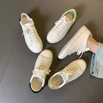 Классический стиль Мягкие круглые носки Цветные дышащие повседневные белые туфли на шнуровке 34