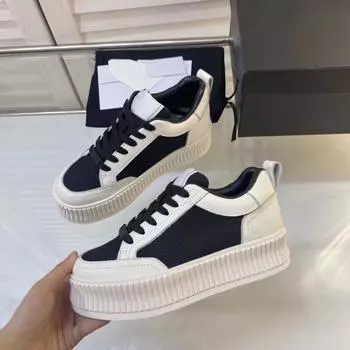 Классический стиль осень новые сетчатые шнурованные бисквитные туфли на каждый день дышащие белые туфли для женщин 34 чёрный