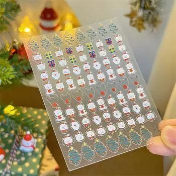 Классический стиль Рождественские наклейки для ногтей Снеговик Санта-Клаус Узоры Рождественские наклейки для дизайна ногтей Самоклеящиеся наклейки для ногтей Салон красоты своими руками