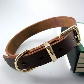 Классический сверхмощный ошейник для собак, прочный ошейник из натуральной кожи с прочной нержавеющей цельнометаллической фурнитурой для ошейника для больших собак щенков XS
