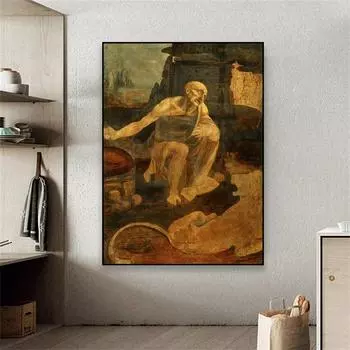 Классический Святой Иероним, холст, постер, Леонардо да Винчи, фотографии, принты, настенное искусство, винтажная картина на холсте для украшения галереи 21cm30cm NoFrame