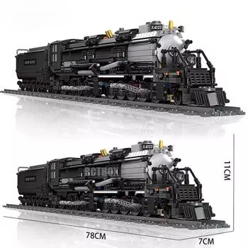 Классический технический поезд, строительные блоки, большой паровоз, железнодорожные пути, наборы, детские игрушки на день рождения, рождественский подарок