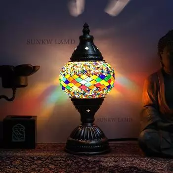 Классический турецкий витражный абажур, романтическая мозаика, ретро настольная лампа, спальня, кабинет, кафе, украшение для проживания в семье, настольная лампа