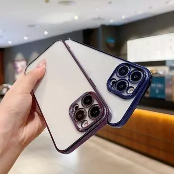 Классический ультратонкий мягкий чехол с квадратной рамкой для iPhone 15 14 Pro 13 12 11 Pro Max 7 Plus XS MAX, прозрачный прозрачный чехол iPhone 11 чёрный