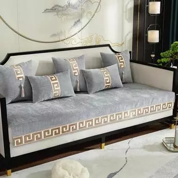 Классический утолщенный чехол для дивана из шенилла, современный мягкий противоскользящий секционный диван, полотенце, роскошные однотонные чехлы для диванов, серые подушки 30x50cm pillowcase красный