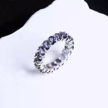 Классический великолепный дизайн, кольцо с натуральным драгоценным камнем иолитом, серебро S925 для женщин, роскошные ювелирные изделия, подарок на день рождения, банкет US RING SIZE:7# синий