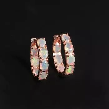 Классический великолепный дизайн, серьги с натуральным опалом. Стильные и элегантные ювелирные изделия из серебра S925, женский подарок на годовщину и праздник. M ярко-розовый