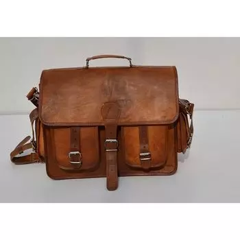 Классический винтажный портфель из натуральной козьей кожи коричневого цвета для ноутбука 11 x 15 x 4 in коричневый