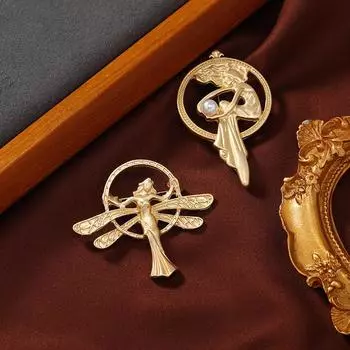 Классический винтажный стиль барокко мода женский мужской ангел золотая брошь значок винтаж