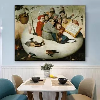 Классический забавный постер с картиной маслом «Концерт в яйце» с принтами Иеронима Босха, холст, картина, декор для кухни, столовой 21cm30cm NoFrame