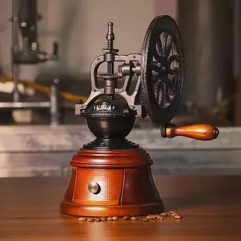 Классический замок Ручная мельница для зерен Ручная мельница для зерен Кофемолка Ретро-кофемолка 27x21x14.5cm коричневый