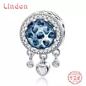 Классический женский браслет из стерлингового серебра 925 пробы, ожерелье, кулон с цирконом, модный подарок синий