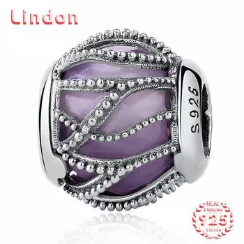 Классический женский браслет из стерлингового серебра 925 пробы, ожерелье, кулон с цирконом, модный подарок фиолетовый