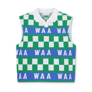 Классический женский гольф-костюм, модная клетчатая спортивная одежда, универсальный лацкан, осенняя роскошь, высокая эластичность Green vest M