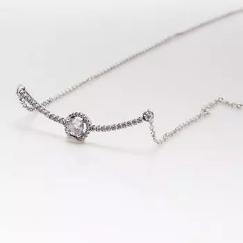 Классическое элегантное ожерелье с круглыми бриллиантами из стерлингового серебра 925 пробы, женственный темперамент для подруги, сюрприз в подарок