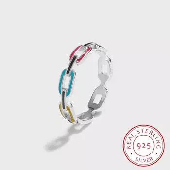 Классическое эмалированное кольцо со свиным носом, прямоугольный круг, геометрическое кольцо для пары для женщин, оригинальное стерлинговое серебро, подарок на День святого Валентина, ювелирные изделия 6 белый