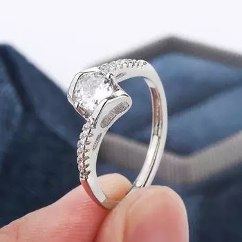Классическое блестящее циркониевое кольцо, модное женское кольцо в форме любви, красивый подарок на годовщину, помолвочное кольцо resizable белый