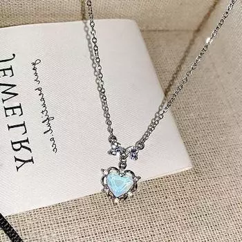 Классическое блестящее ожерелье с подвеской в виде банта в форме сердца для женщин и девочек, винтажная универсальная цепочка на ключицу, ювелирные изделия, аксессуары, подарки