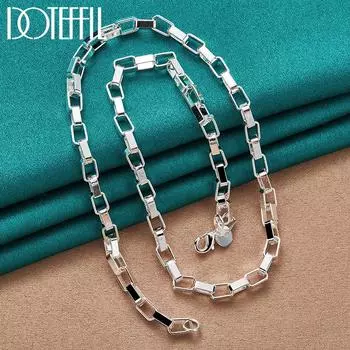 Классическое длинное клетчатое ожерелье 4 мм серебряного цвета, подарочные модные украшения 45cm