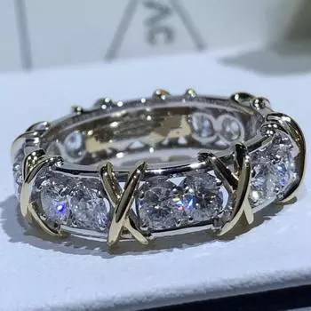 Классическое и модное женское кольцо с высококачественным покрытием и цирконием для помолвки 6 серебряный