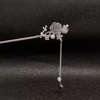Классическое китайское украшение для волос с кисточкой, ретро металлическая заколка для волос с цветком для повседневной и праздничной носки, ювелирное изделие для волос для девочки