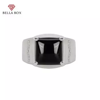 Классическое кольцо BELLA BOX с квадратным черным цирконом, кольцо с открытой регулировкой, ювелирные украшения Resizable чёрный