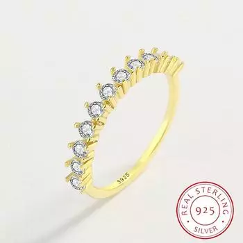 Классическое кольцо для пары из 18-каратного золота с бриллиантами для женщин, простой кристалл, настоящее стерлинговое серебро, ювелирные изделия на день Святого Валентина 6 золотой