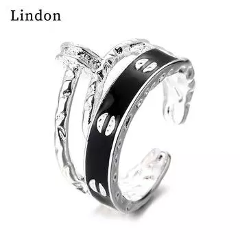 Классическое кольцо из медного сплава Lindon, женские ювелирные изделия, подарок на свадьбу и вечеринку чёрный