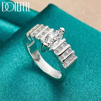 Классическое кольцо из стерлингового серебра 925 пробы с цирконием класса ААА, модные свадебные украшения 7#