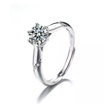 Классическое кольцо из стерлингового серебра S925 с шестью когтями, открытое кольцо для женщин, доступный роскошный стиль, универсальное предложение, инкрустированное кольцо из серебра Opening is adjustable