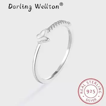 Классическое кольцо из стерлингового серебра S925 с бабочкой для женщин, простой бант, подарок на день Святого Валентина, ювелирные изделия, серебряные украшения, свадебные украшения 6 серебряный