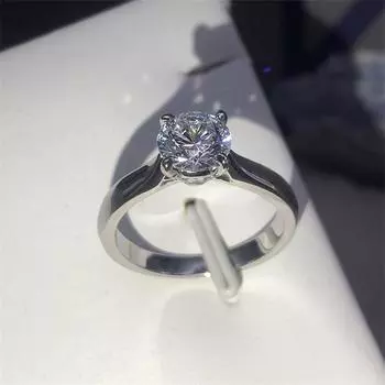 Классическое кольцо из тибетского серебра из чистого белого золота, женское круглое кольцо с кубическим цирконием, обручальное кольцо, высокое качество, подарочные ювелирные аксессуары 10