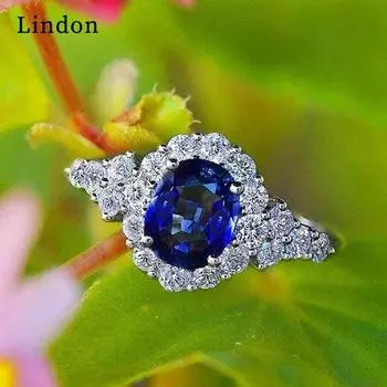 Классическое кольцо Lindon для женщин с цирконом круглой формы, подарок на свадьбу, размер 6-10 6 синий