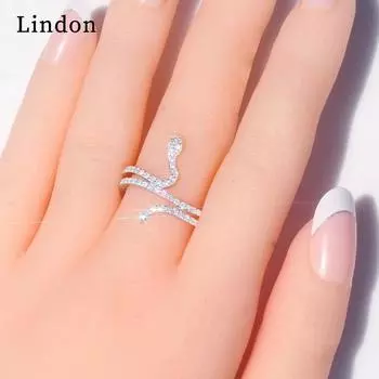 Классическое кольцо Lindon для женщин с цирконом круглой формы, подарок на свадьбу, размер 6-10 6 серебряный