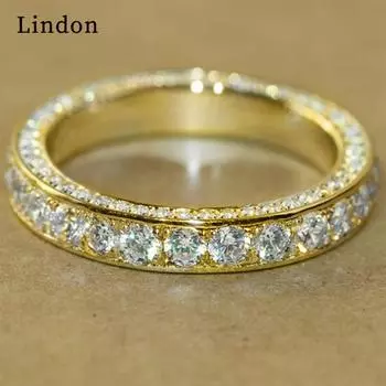 Классическое кольцо Lindon для женщин с цирконом круглой формы, подарок на свадьбу, размер 6-10 6 серебряный