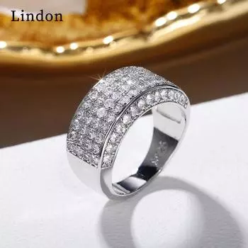 Классическое кольцо Lindon для женщин с цирконом круглой формы, подарок на свадьбу, размер 6-10 6 серебряный