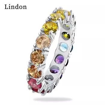Классическое кольцо Lindon для женщин с цирконом круглой формы, подарок на свадьбу, размер 6-10 6 разноцветный