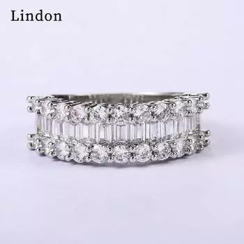 Классическое кольцо Lindon для женщин с цирконом круглой формы, подарок на свадьбу, размер 6-10 6 серебряный