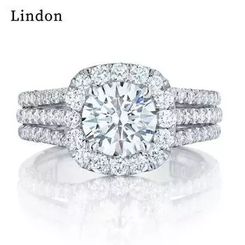 Классическое кольцо Lindon для женщин с цирконом круглой формы, подарок на свадьбу, размер 6-10 6 серебряный