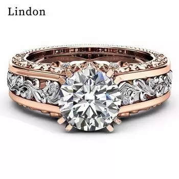 Классическое кольцо Lindon для женщин с цирконом круглой формы, подарок на свадьбу, размер 5-11 5 белый