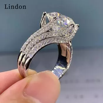 Классическое кольцо Lindon для женщин с цирконом круглой формы, подарок на свадьбу, размер 6-10 6 серебряный