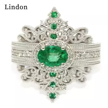 Классическое кольцо Lindon для женщин с цирконом круглой формы, подарок на свадьбу, размер 6-10 6 зелёный