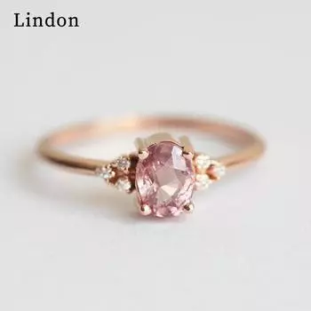 Классическое кольцо Lindon для женщин с цирконом круглой формы, подарок на свадьбу, размер 6-10 6 розового золота